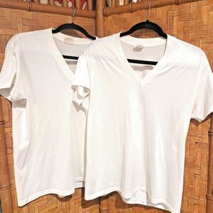VTG Sears Golden Comfort Mens Undershirt T-Shirt L 42-44 White V-Neck Sanforknit